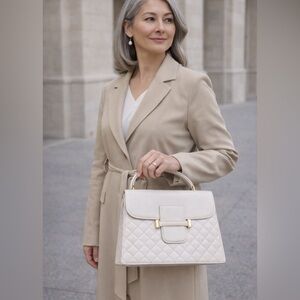 Authentic Yves Saint Laurent Quilted Leather Handbag – Ivory with certificate